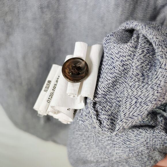 prAna Men's Medium gray Blue Button-Down Short Sleeve Shirt - Picture 9 of 10